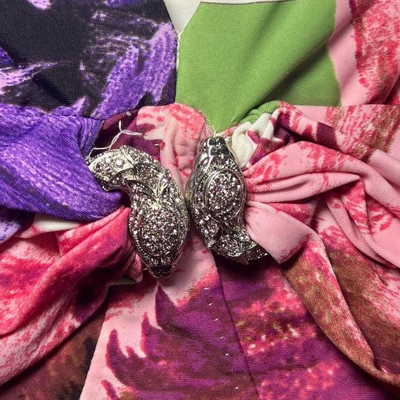 ROBERTO CAVALLI • FLORAL W. SNAKE MIDI DRESS • GUC - Picture 6 of 9